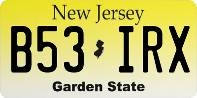 NJ license plate B53IRX