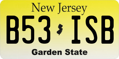 NJ license plate B53ISB