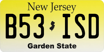 NJ license plate B53ISD