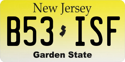 NJ license plate B53ISF