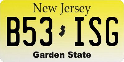 NJ license plate B53ISG