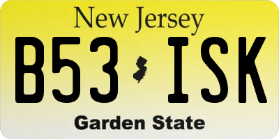 NJ license plate B53ISK
