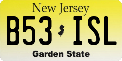 NJ license plate B53ISL
