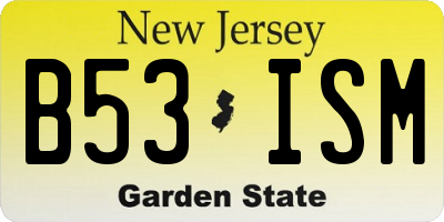 NJ license plate B53ISM