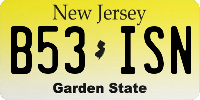 NJ license plate B53ISN