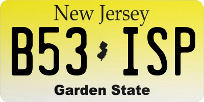 NJ license plate B53ISP