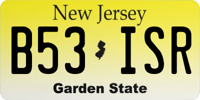 NJ license plate B53ISR