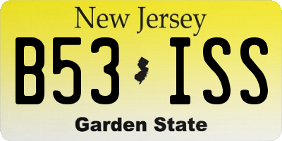 NJ license plate B53ISS