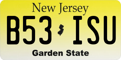 NJ license plate B53ISU