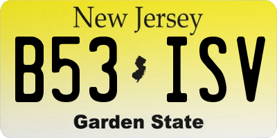 NJ license plate B53ISV