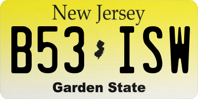 NJ license plate B53ISW