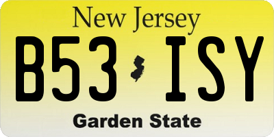 NJ license plate B53ISY