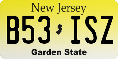 NJ license plate B53ISZ