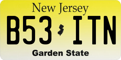 NJ license plate B53ITN