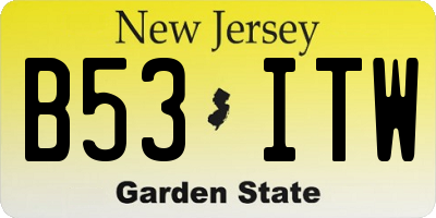 NJ license plate B53ITW