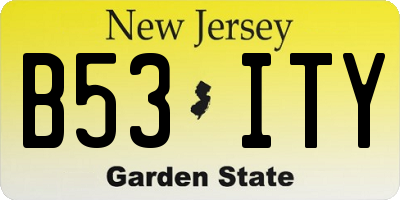 NJ license plate B53ITY