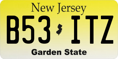 NJ license plate B53ITZ