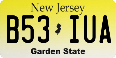 NJ license plate B53IUA