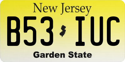 NJ license plate B53IUC