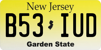 NJ license plate B53IUD