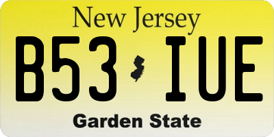 NJ license plate B53IUE