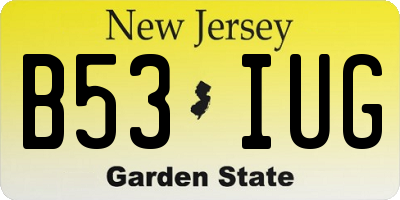 NJ license plate B53IUG
