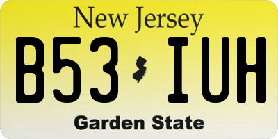 NJ license plate B53IUH