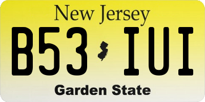 NJ license plate B53IUI
