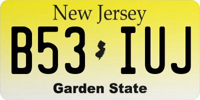NJ license plate B53IUJ