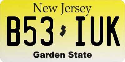 NJ license plate B53IUK