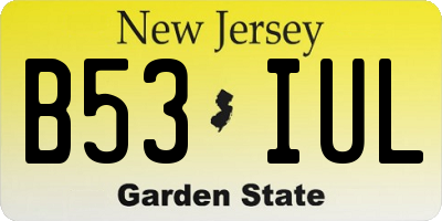 NJ license plate B53IUL