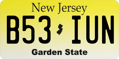 NJ license plate B53IUN