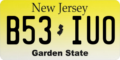 NJ license plate B53IUO