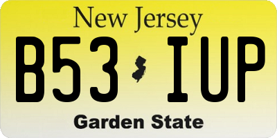 NJ license plate B53IUP
