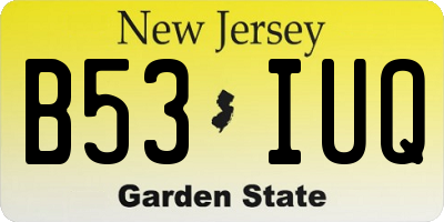NJ license plate B53IUQ