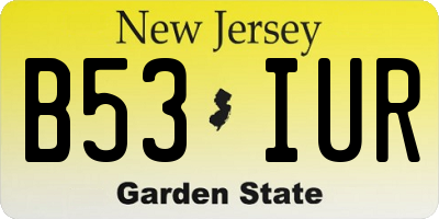 NJ license plate B53IUR