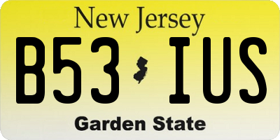 NJ license plate B53IUS