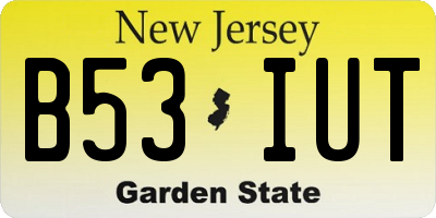 NJ license plate B53IUT
