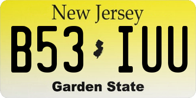 NJ license plate B53IUU
