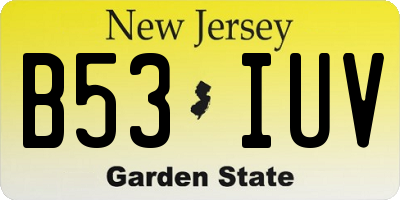 NJ license plate B53IUV