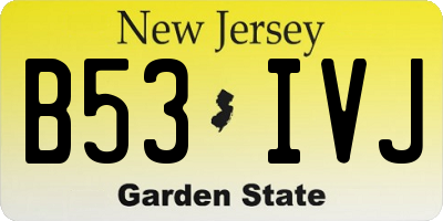 NJ license plate B53IVJ