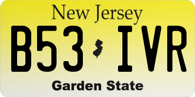 NJ license plate B53IVR