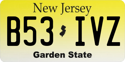 NJ license plate B53IVZ