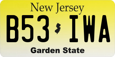 NJ license plate B53IWA