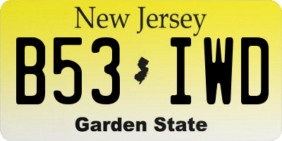 NJ license plate B53IWD