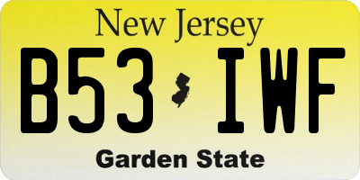 NJ license plate B53IWF