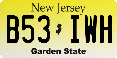 NJ license plate B53IWH