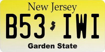 NJ license plate B53IWI