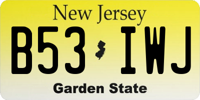 NJ license plate B53IWJ