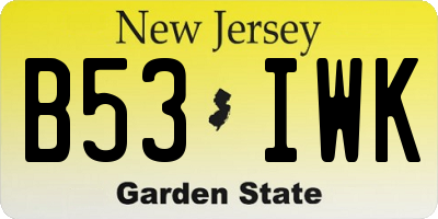 NJ license plate B53IWK